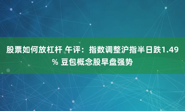 股票如何放杠杆 午评：指数调整沪指半日跌1.49% 豆包概念股早盘强势