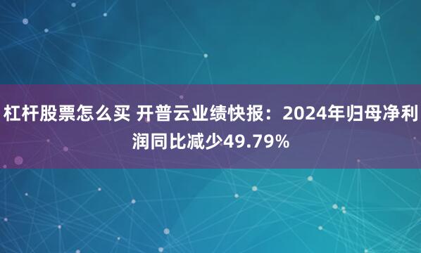 杠杆股票怎么买 开普云业绩快报：2024年归母净利润同比减少49.79%